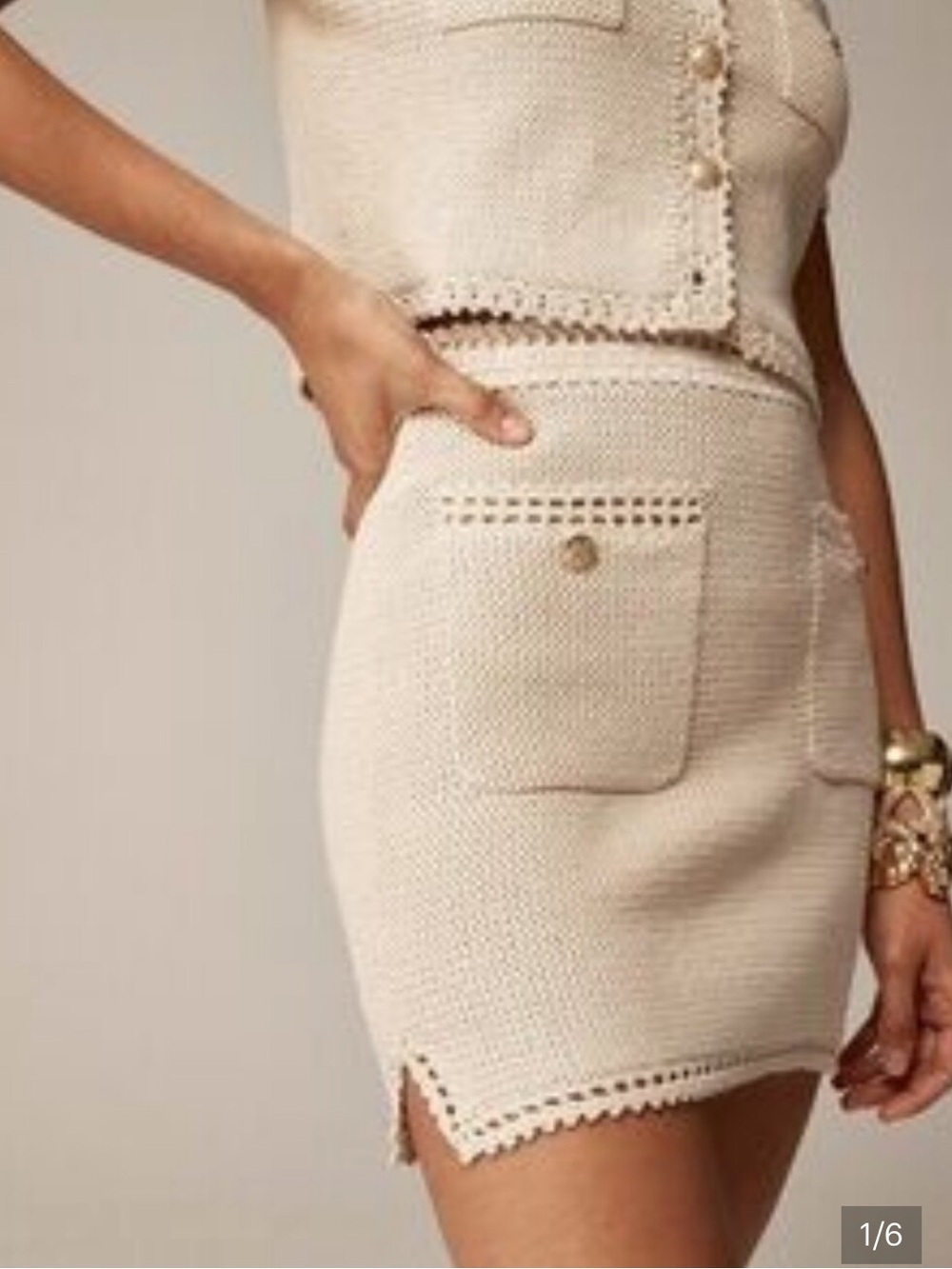 J. Crew Sweater Mini Skirt with Crochet Trim